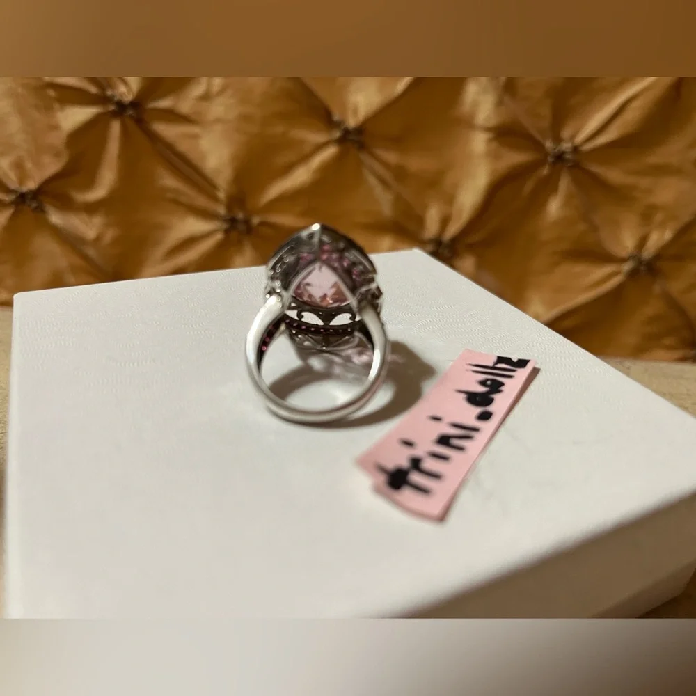 Affinity Gems Kunzite & Pink Sapphire Teardrop Ring, Sterling Silver NWT - Picture 7 of 9